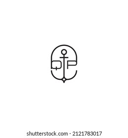 QP creative letter logo design in anchor concept with high quality professional design that will print well across any print media