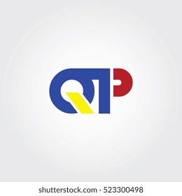 QP flat initial letter logo combining yellow, blue and red