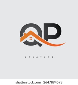 QP House Letter Logo – Creative Real Estate Monogram with Roof Shape and Home Icon for Property, Architecture and Modern Branding Identity
