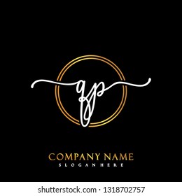 QP Initial Handwriting logo template vector