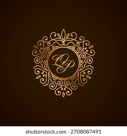 QP letra inicial logotipo monograma de luxo, elegante joias de ornamen, emblema do coração forma de amor
