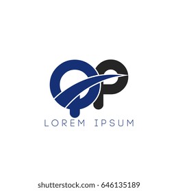 qp initial letter uppercase logo blue and black