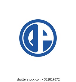 QP initial letters circle business logo blue