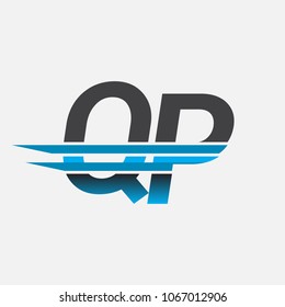 QP initial logo company name colored black and blue, Simple and Modern Logo Design.