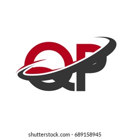 QP initial logo company name colored red and black swoosh design, isolated on white background. vector logo for business and company identity.