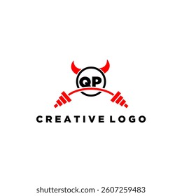 QP initial monogram for fitnes or gym logo with devil style design