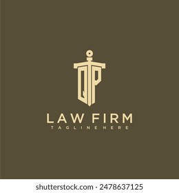 QP initial monogram for lawfirm logo with sword style image