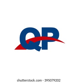 QP initial overlapping swoosh letter logo blue red
