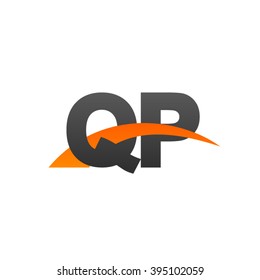 QP initial overlapping swoosh letter logo black orange
