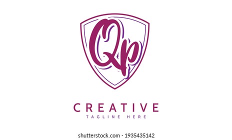 QP Initials, handwriting logo vector