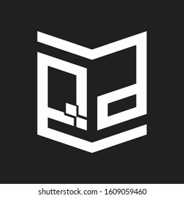 QP Logo Emblem Monogram With Shield Style Design Template Isolated On Black Background