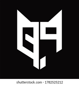 QP Logo monogram with fox head shape design template