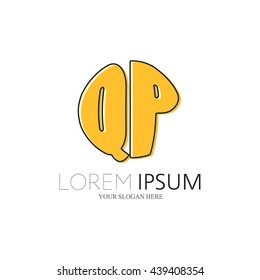 QP Logo. Vector Graphic Sphere Branding Letter Element. White Background