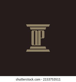 Logotipo inicial del monograma QP para la firma de abogados con diseño de hitos