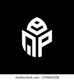 logotipo de monograma QP con forma de ciprés plantilla de diseño de estilo de lujo