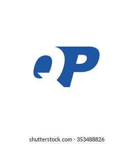 QP negative space letter logo blue