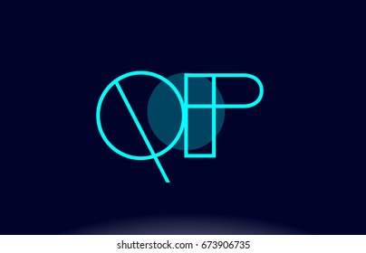 qp q p blue line circle letter logo alphabet creative company vector icon design template