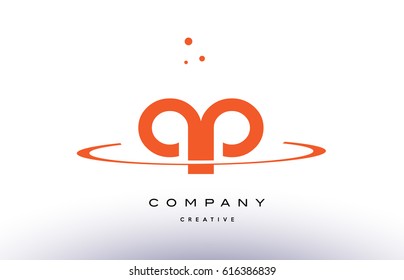 QP Q P creative orange swoosh dots alphabet company letter logo design vector icon template