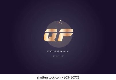 qp q p  gold yellow golden metal metallic bold luxury product modern creative gradient alphabet company logo design vector icon template