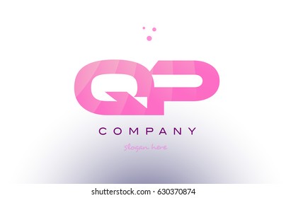 qp q p letter alphabet text pink purple dots creative company logo vector icon design template