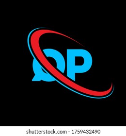 QP Q P letter logo design. Initial letter QP linked circle uppercase monogram logo red and blue. QP logo, Q P design. qp, q p