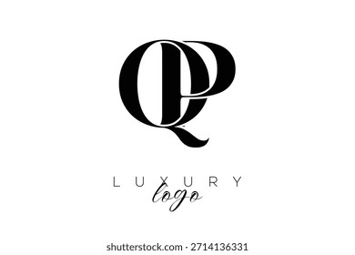 Logotipo de la tipografía del monograma de la letra de QP Serif para la identidad elegante de la marca de Premium