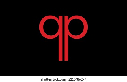 qp-Symbol auf schwarzem Hintergrund. Vektor EPS10
