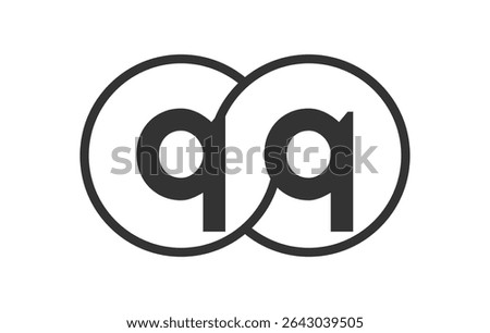 QQ business company emblem with outline rounds and letters q q. Logo template of two merged circles for brand identity, logotype. Vector Infinity symbol  and technology sign.