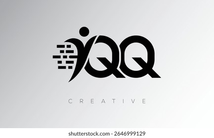 QQ Creative Digital Monogram Logo – Futuristic Letter mark Design Featuring Human Shape, Pixel Motion and Minimal Tech Style for Innovative Branding Identity