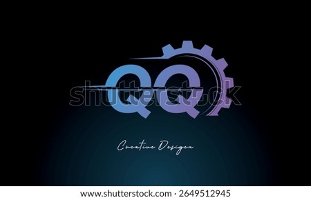 QQ Gear Fusion Logo – Industrial Tech-Inspired Letter mark Futuristic Industrial Letter Mark Design for Technology and Engineering Brands.