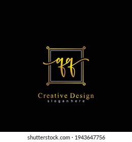 QQ Initial calligraphy handwritten logo. Handwritten alphabet in the logo template. Letters and Alphabet for signature, wedding, fashion, floral and botanical logo design 