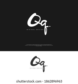 QQ Initial handwriting or handwritten logo for identity. Logo with signature and hand drawn style.