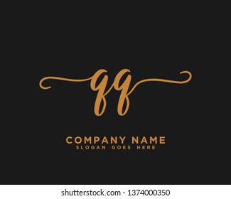 QQ Initial Handwriting Logo Vector