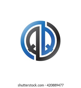 QQ initial letters looping linked circle logo blue black