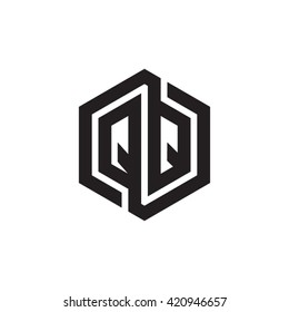 QQ initial letters looping linked hexagon monogram logo