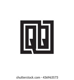 QQ initial letters looping linked square monogram logo