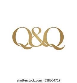 Q&Q Initial logo. Ampersand monogram golden logo