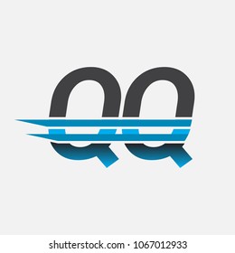 QQ initial logo company name colored black and blue, Simple and Modern Logo Design.