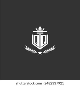 QQ initial monogram brand logo design for crown vector image