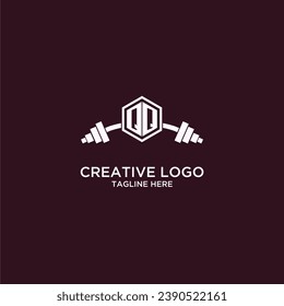 Monograma inicial QQ para equipos o logotipo de gimnasia con diseño de escudo creativo y barbacoa