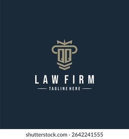 QQ initial monogram logo law firm with pillar design