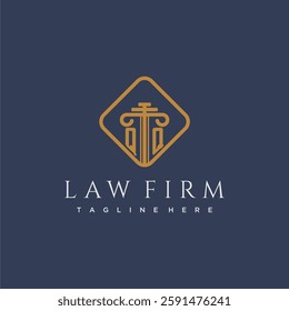 QQ initial monogram logo for lawfirm with pillar in creative square design