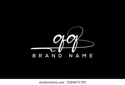 QQ letter beauty handwriting vector logo. 