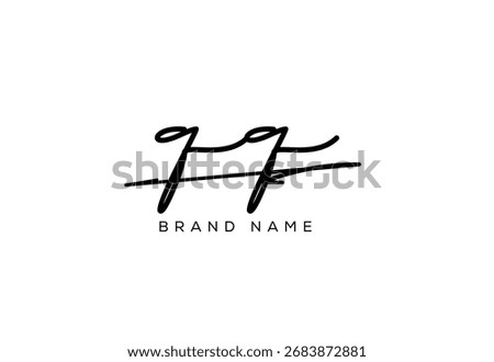 QQ letter elegant cursive beauty handwriting logo.