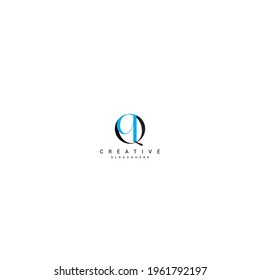 Qq letter linked upper and lowercase Luxury Premium Logo. Black and blue letter Isolated on white background. Can be used as  business, Brands, Mascot.