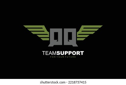 QQ Letter logo army for team identity. Military template vector illustration for your brand.