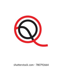 QQ letter logo design vector black red