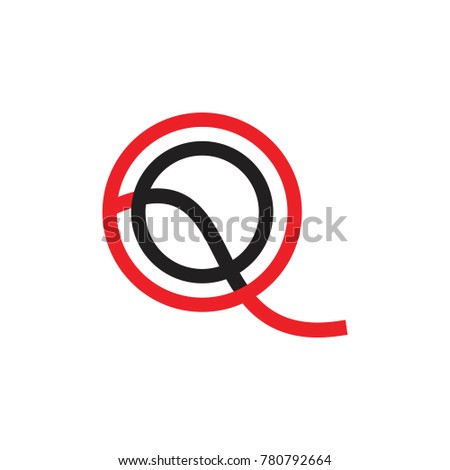 QQ letter logo design vector black red