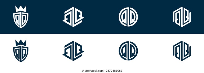 QQ letter logo set design