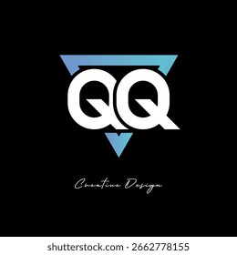 Logotipo de letra QQ em triângulo - Monograma de gradiente moderno para branding e design de identidade